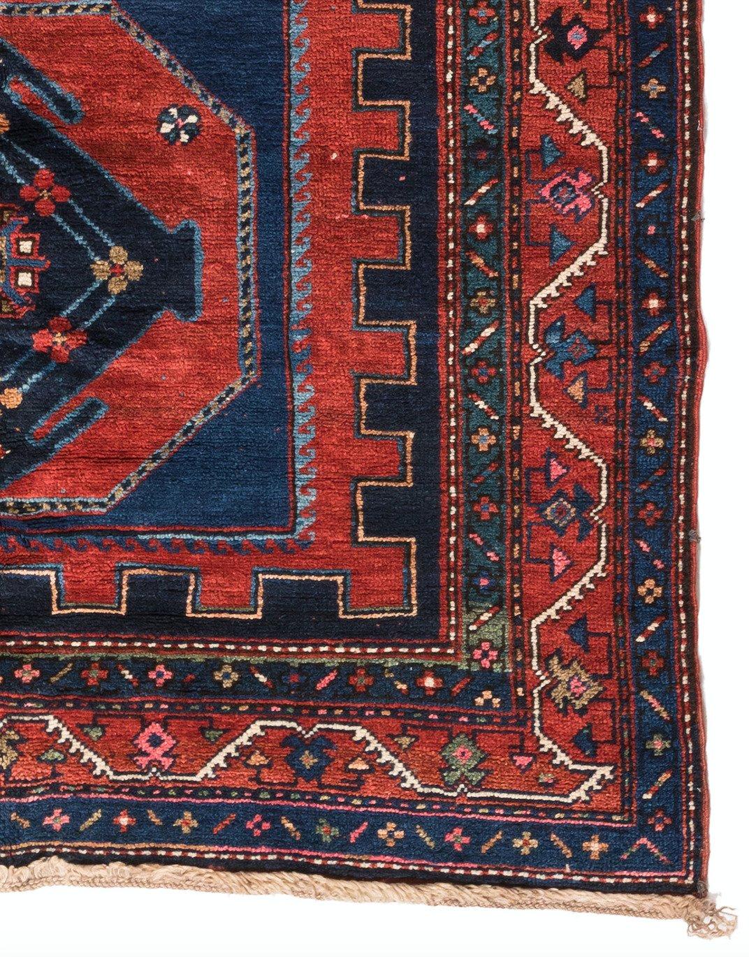 Antique Red and Blue Caucasian Tribal Kazak Rug, circa 1930s In Good Condition For Sale In New York, NY