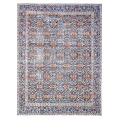 Antique Red and Blue Tabriz Wool Rug 9'9''x12'9''