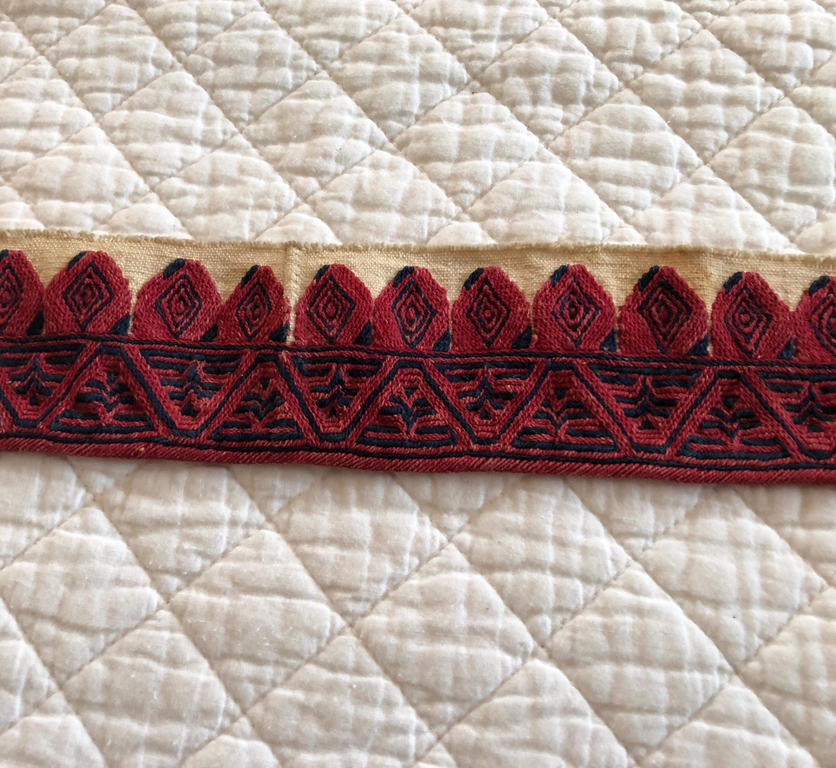 Antique red and blue woven decorative linen trim.
Ideal for pillows or upholstery.
Size: 2