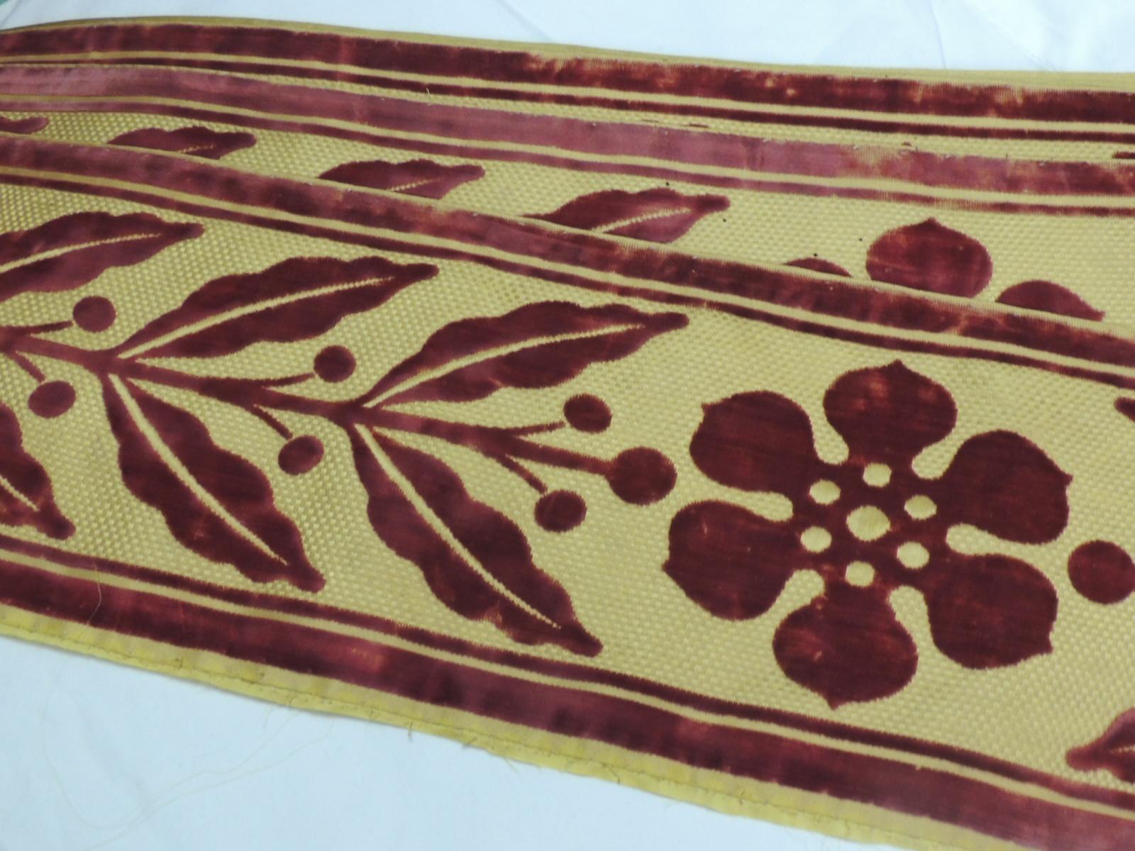 French Red and Gold Silk and Velvet Decorative Trim For Sale