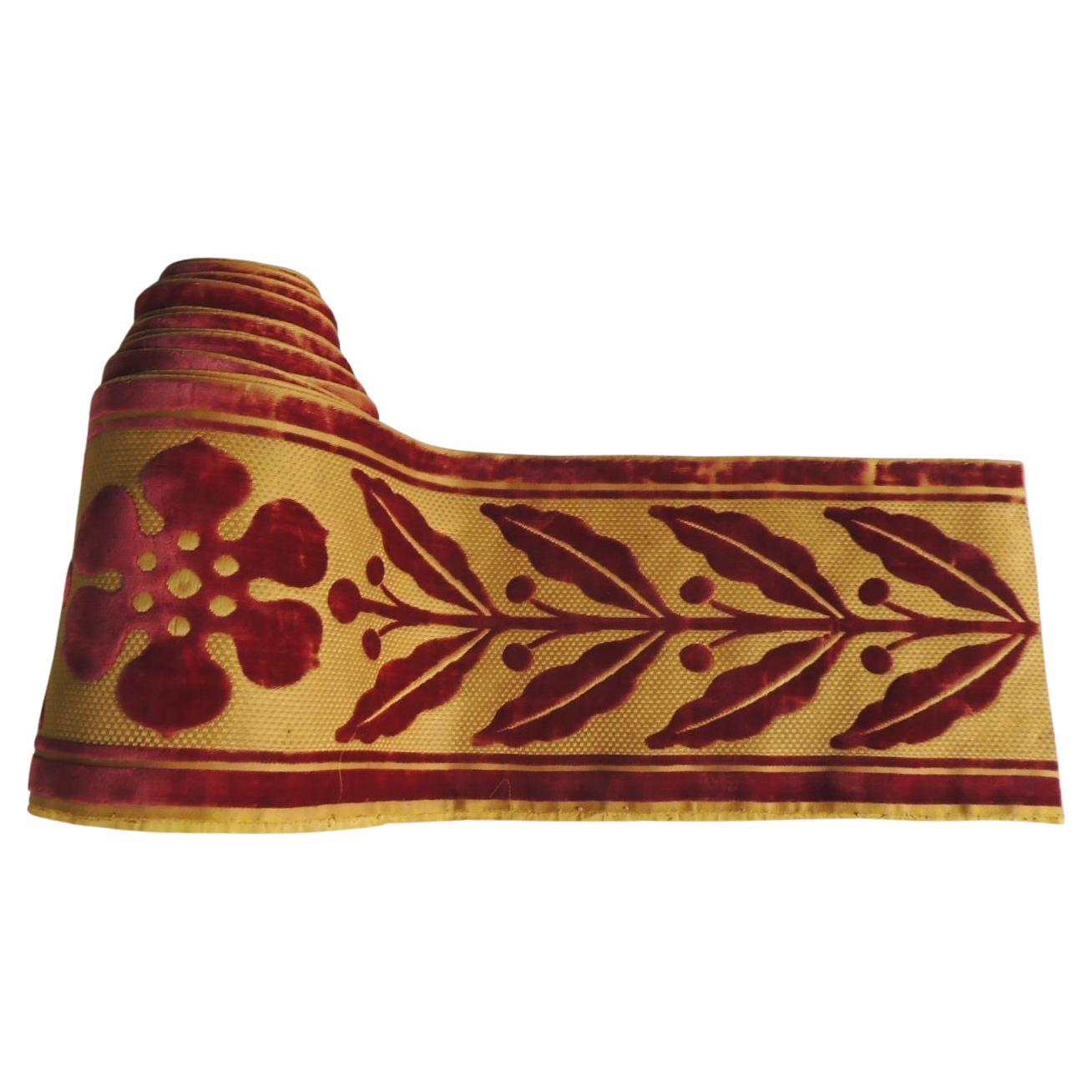 Red and Gold Silk and Velvet Decorative Trim For Sale
