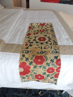 Antique Red and Green Floral Suzani Table Runner