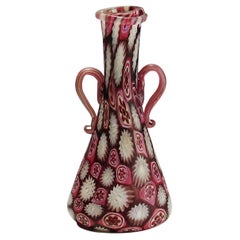 Antique Red and White Fratelli Toso Millefiori Vase, Murano, circa 1910