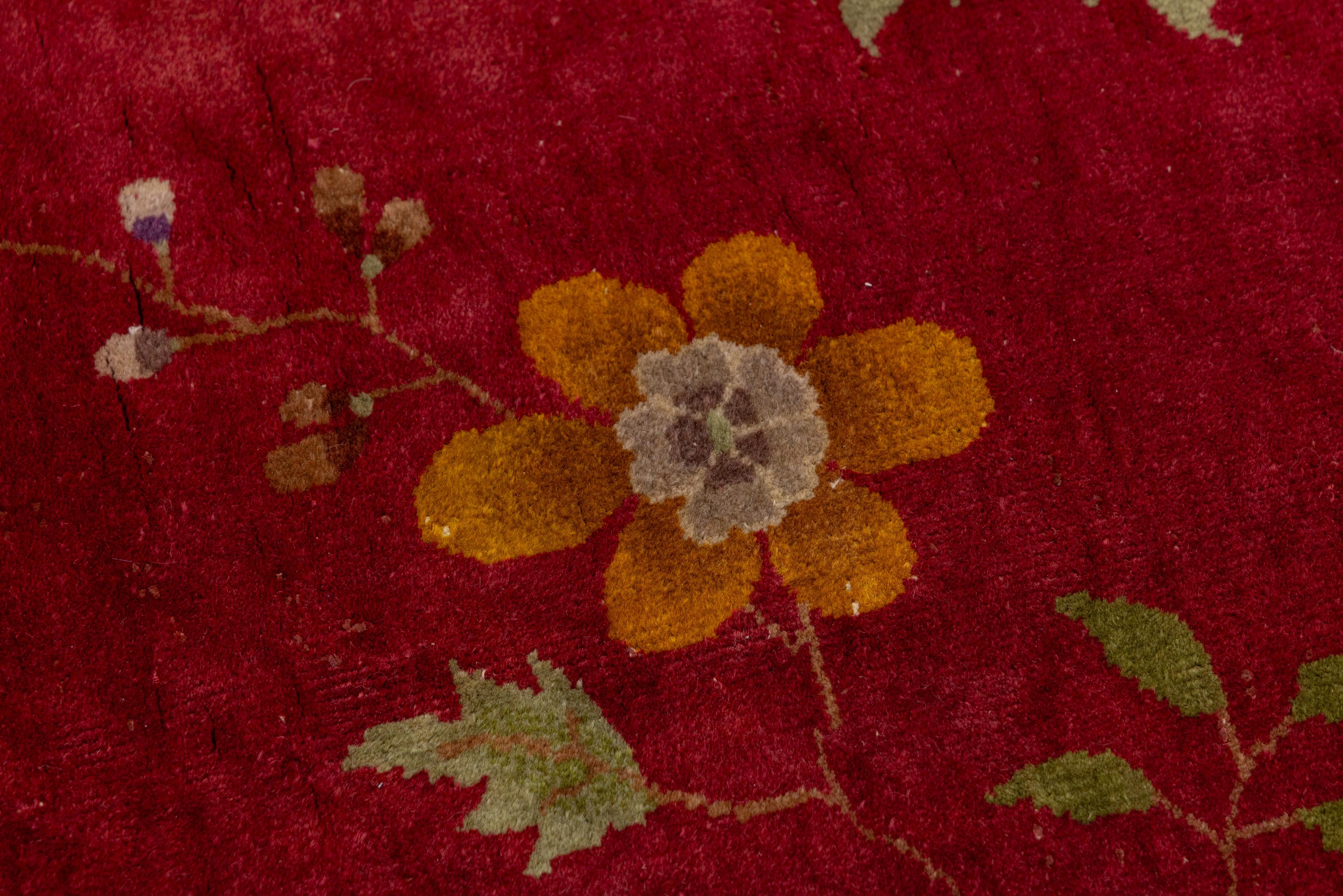 8 x 10 Antique Red Art Deco Chinese Handmade Wool Rug In Good Condition For Sale In Norwalk, CT