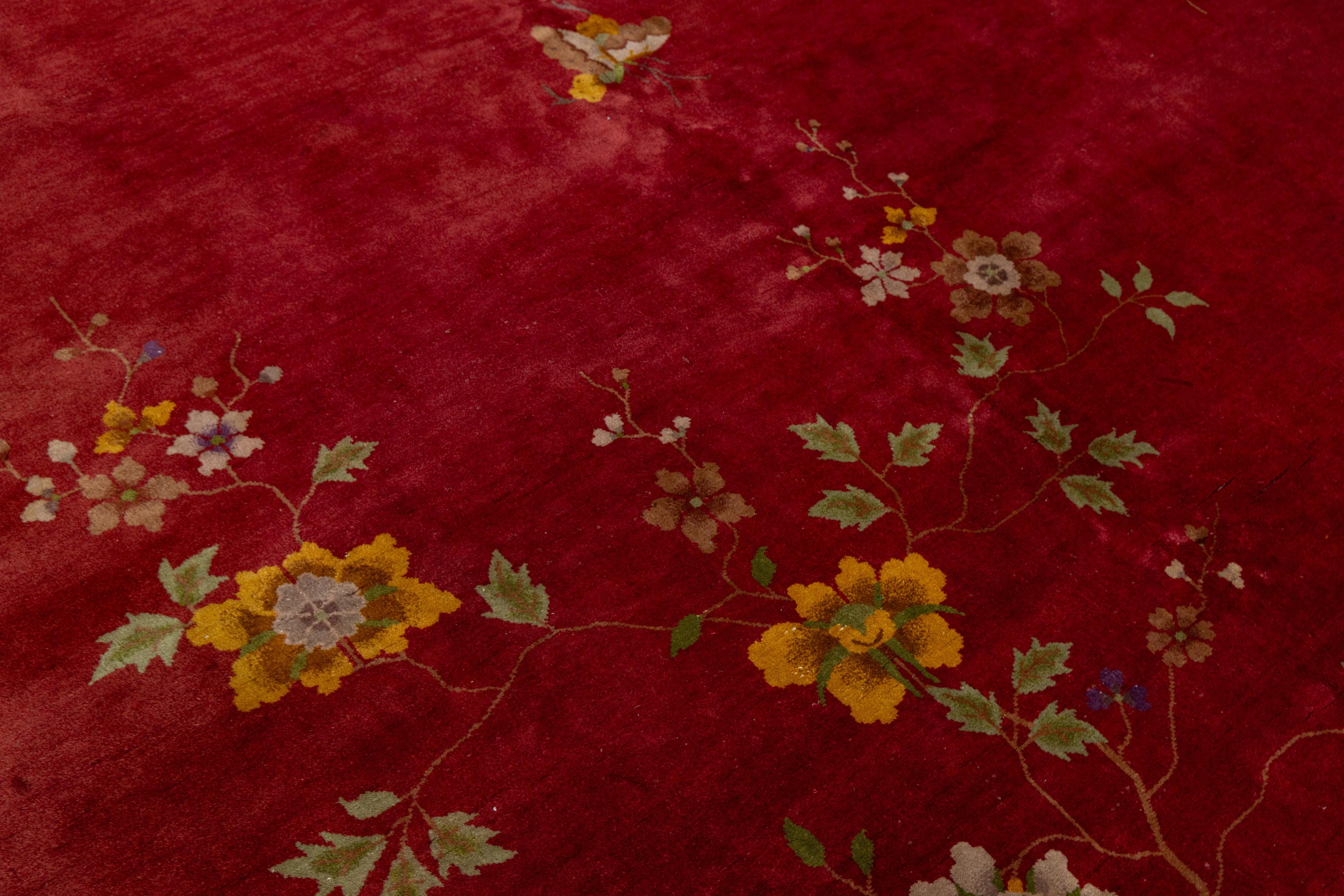 8 x 10 Antique Red Art Deco Chinese Handmade Wool Rug For Sale 2