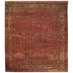 Antique Red & Blue Turkish Oushak Rug, circa 1900 - FREE SHIPPING