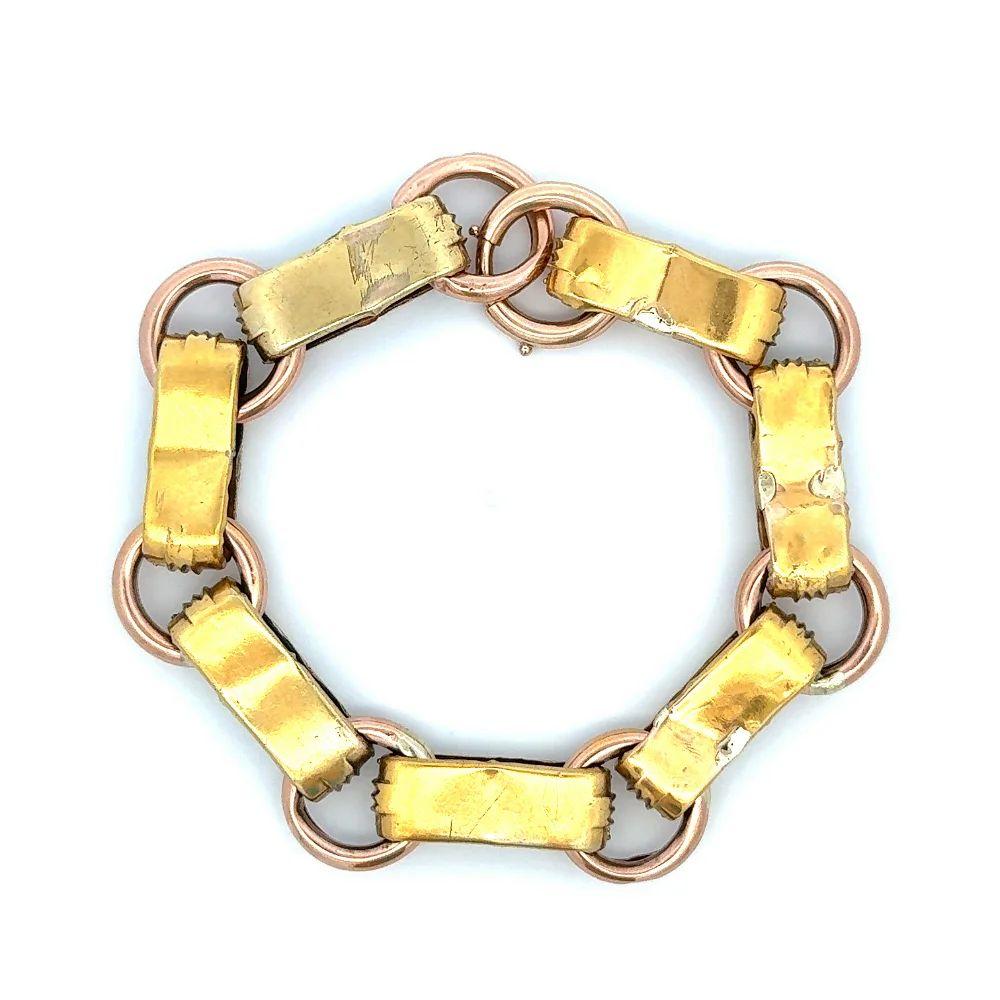 Antiquities Red Carpet Granulation Gold Bar and Circle Link Statement Bracelet Unisexe en vente