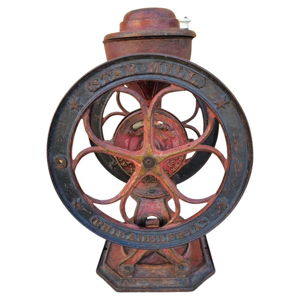 Antique Red Cast Iron Star Mill Co. Philadelphia No. 7 Coffee Grinder

Star Mill Co. cast iron coffee grinder with the original red paint, made in Philadelphia, PA. 

Circa 1880

H 22.5”
W 12”
D 14.5”