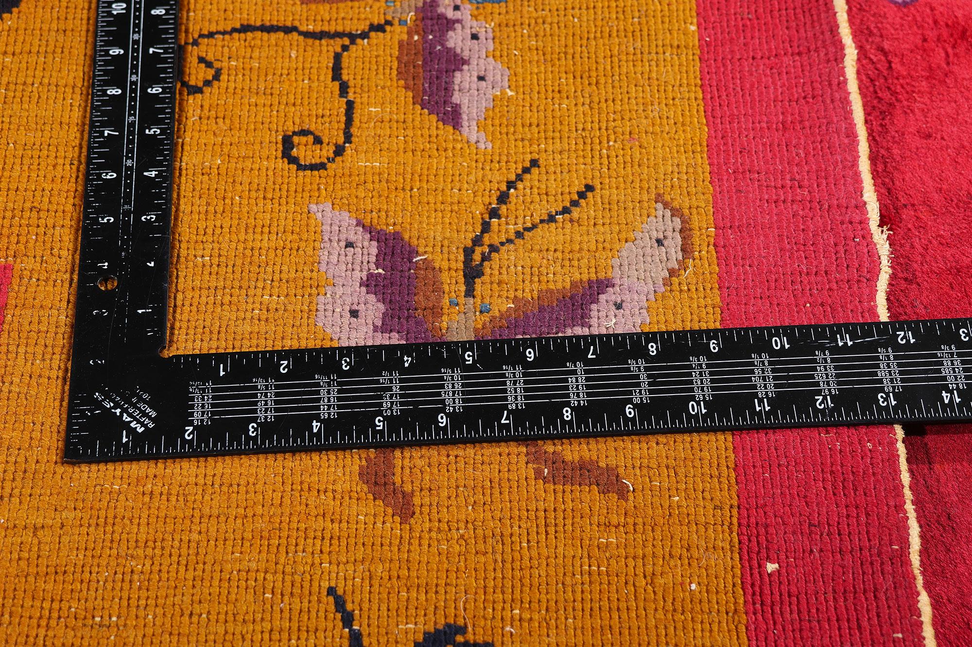 Antique Red Chinese Art Deco Rug For Sale 1