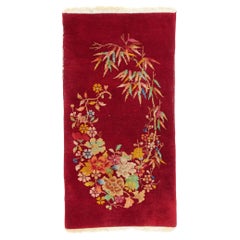 Antique Red Chinese Art Deco Rug, Maximalist Style Meets Sensual Decadence