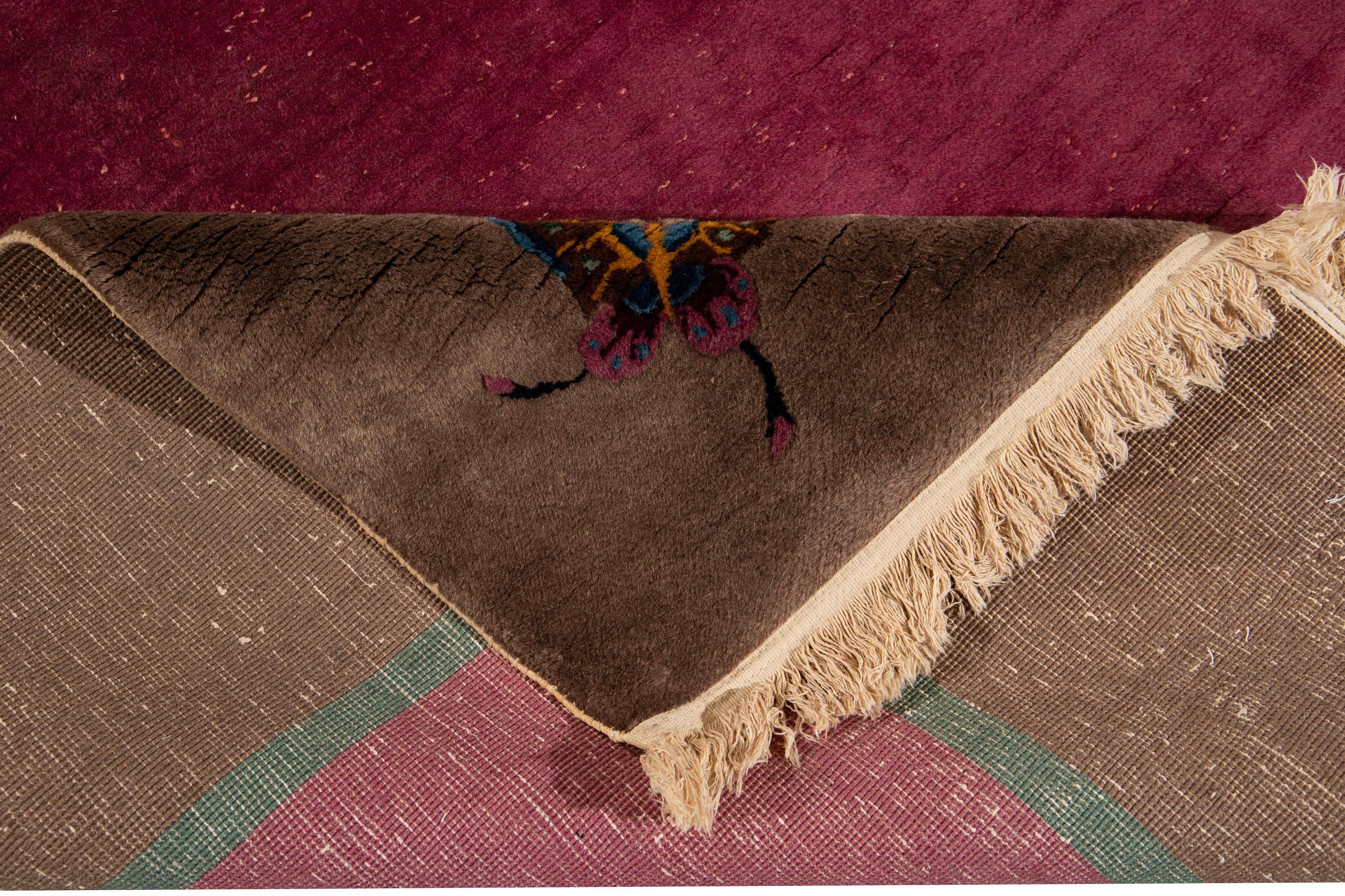 Alfombra china antigua de lana roja hecha a mano principios del siglo XX en venta