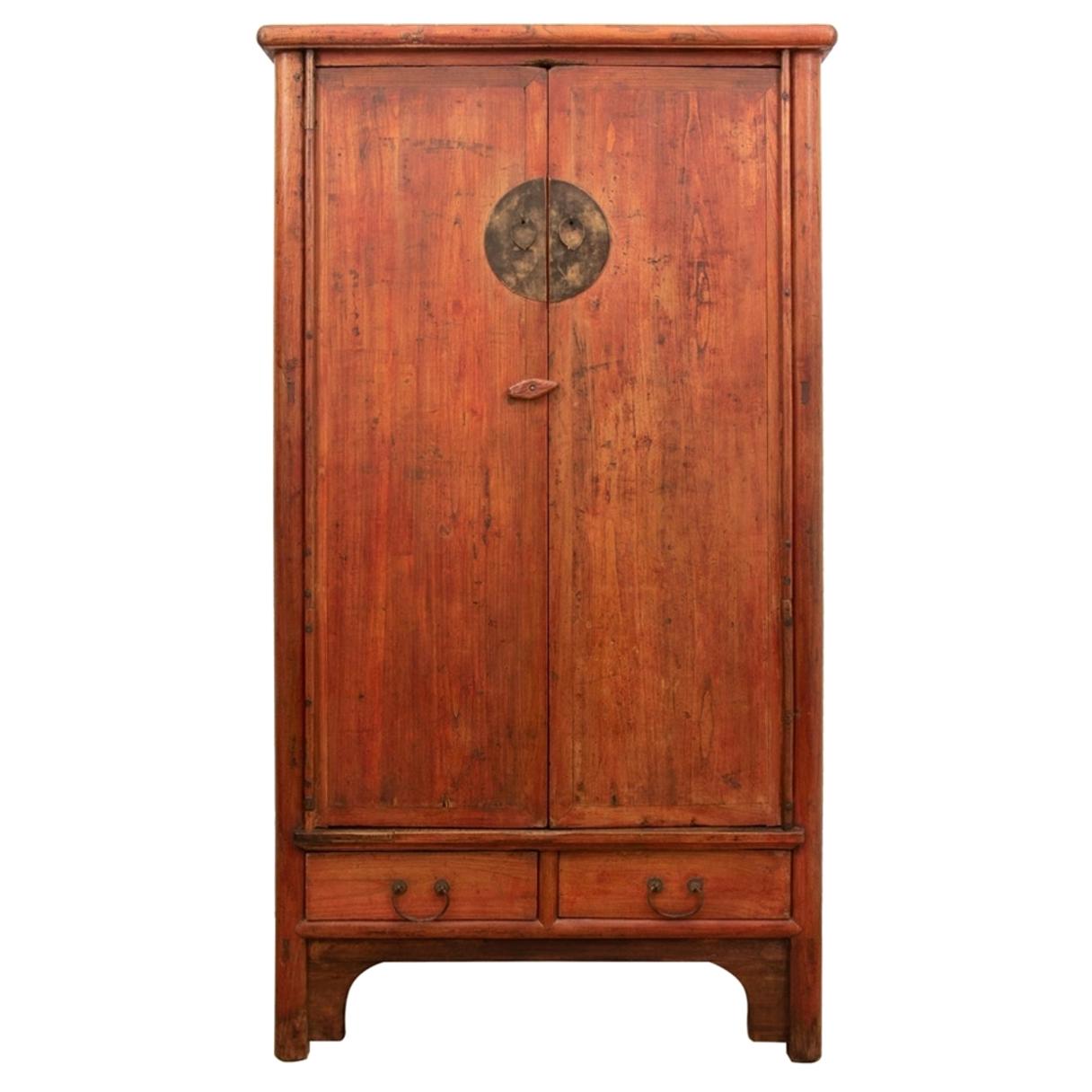 Antique Red Chinese Wedding Cabinet For Sale