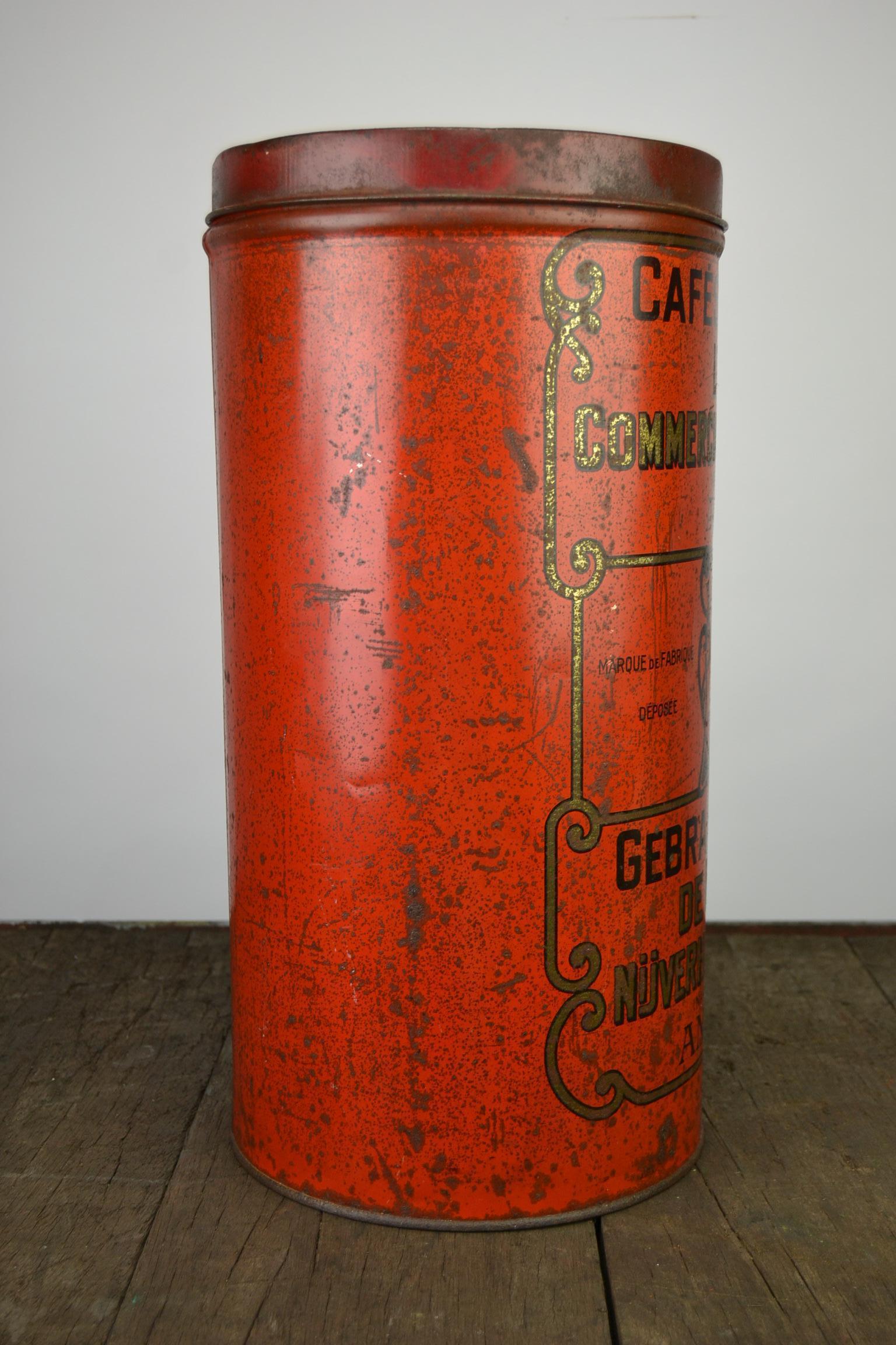 Metal Antique Red Coffee Tin, Antwerp, Belgium