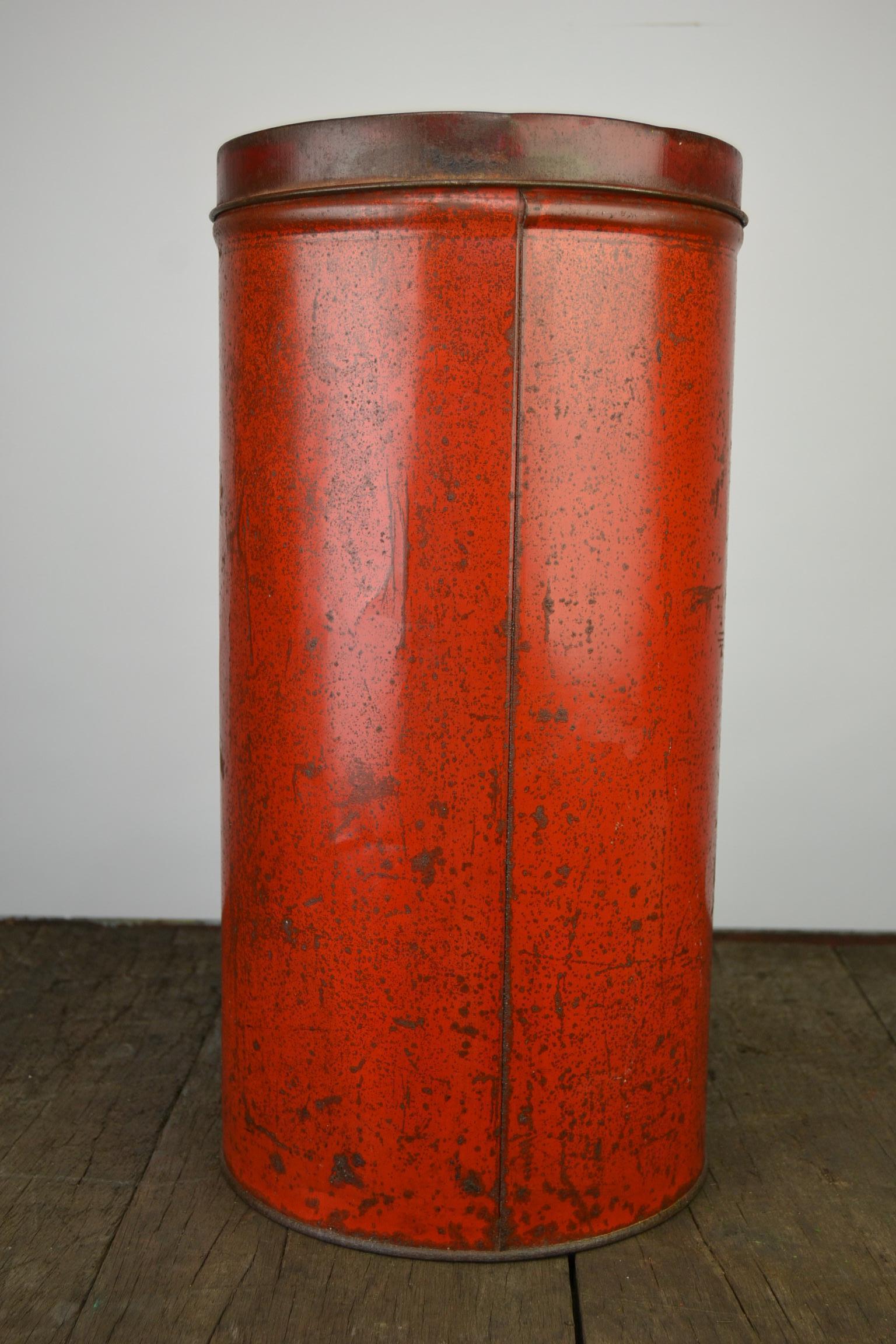 Metal Antique Red Coffee Tin, Antwerp, Belgium For Sale