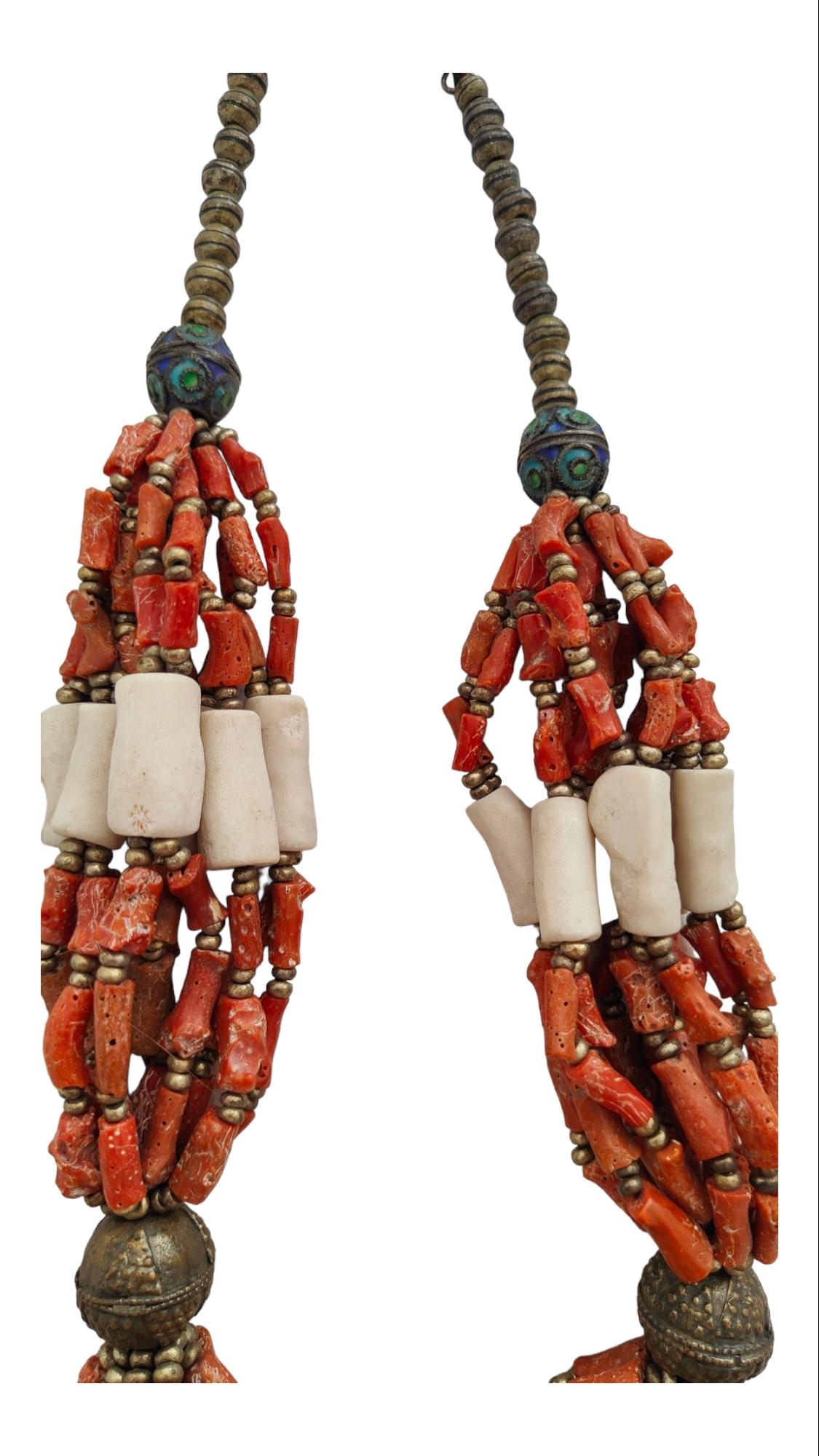 Mid-20th Century Antique Red Coral Berber Necklace, Morocco For Sale