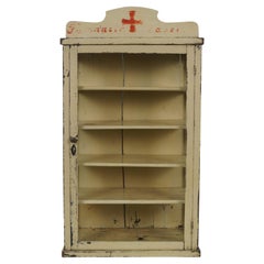 Antique Red Cross First Aid Wall Hanging Medicine Apothecary Curio Cabinet 26"