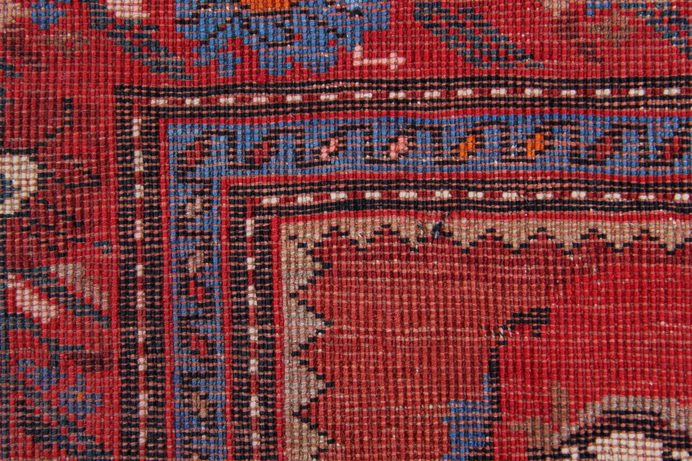 Azerbaijani Antique Red Floor Rugs Caucasian Karabagh, Animal Pattern Handmade Carpet CHR37 For Sale