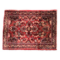 Antico tappeto Sarouk rosso floreale piccolo e mini persiano, anni '20 ca.