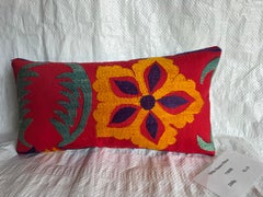 Antique Red Floral Suzani Pillow