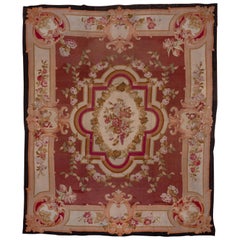 Antique Red French Aubusson Carpet