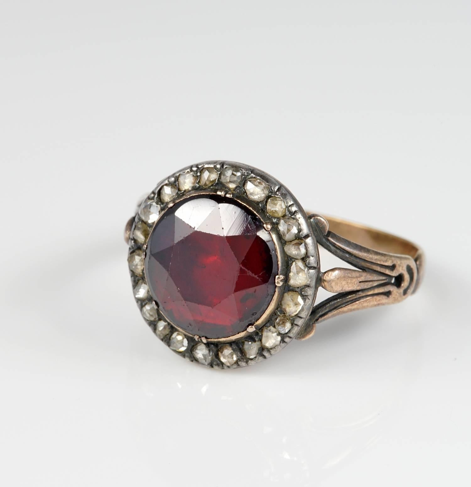 antique red garnet engagement ring