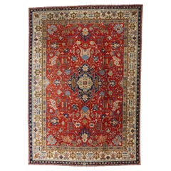 Tappeto antico rosso geometrico botanico persiano Tabriz