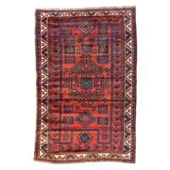 Antique Red Geometric Tribal Afcan Area Rug, c. 1930s