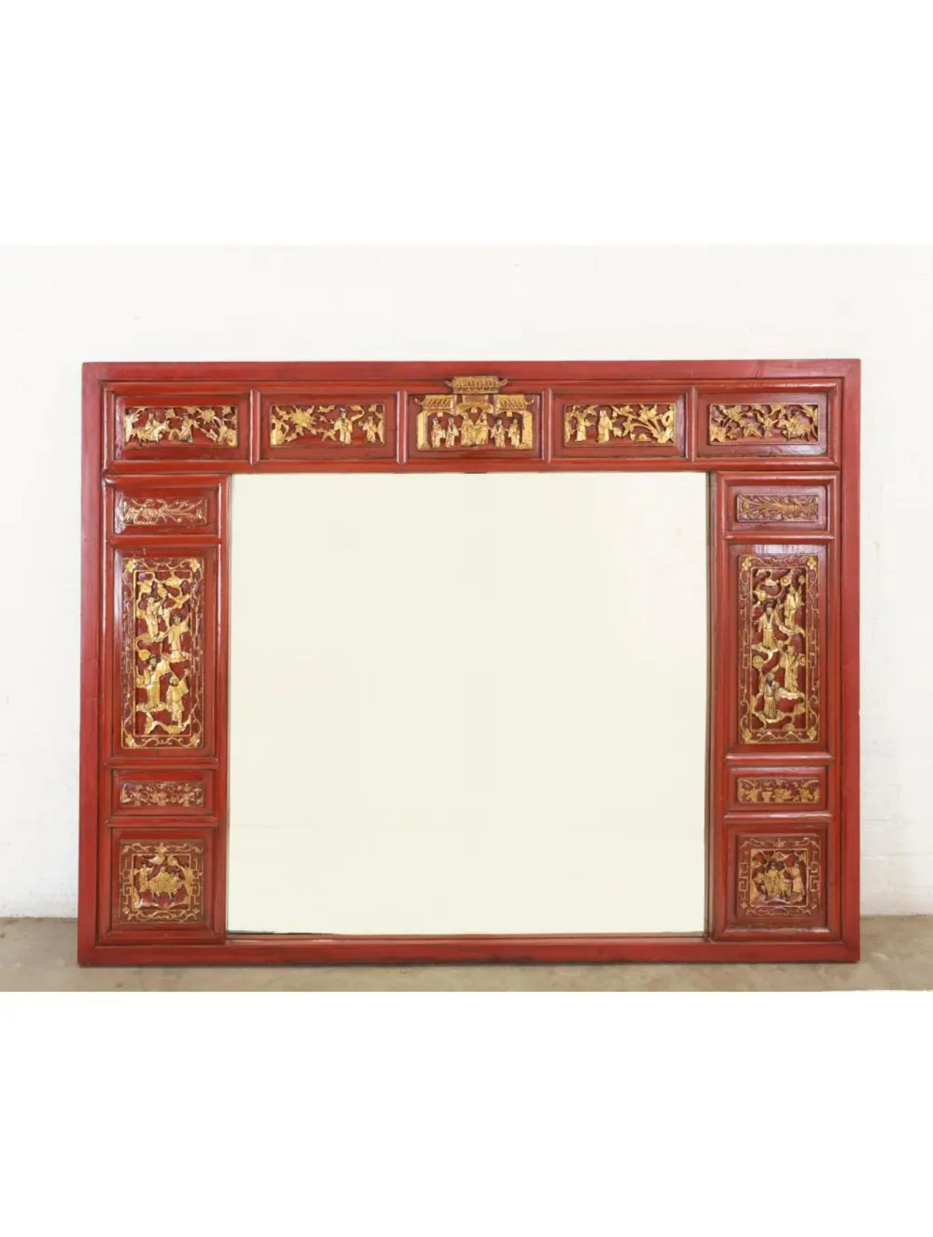 Antique Monumental Red & Gold Chinese Temple Carving Mirror

Additional information: 
Materials: Gold, Mirror
Color: Red
Period: Early 20th Century
Styles: Chinese
Item Type: Vintage, Antique or Pre-owned
Dimensions: 80