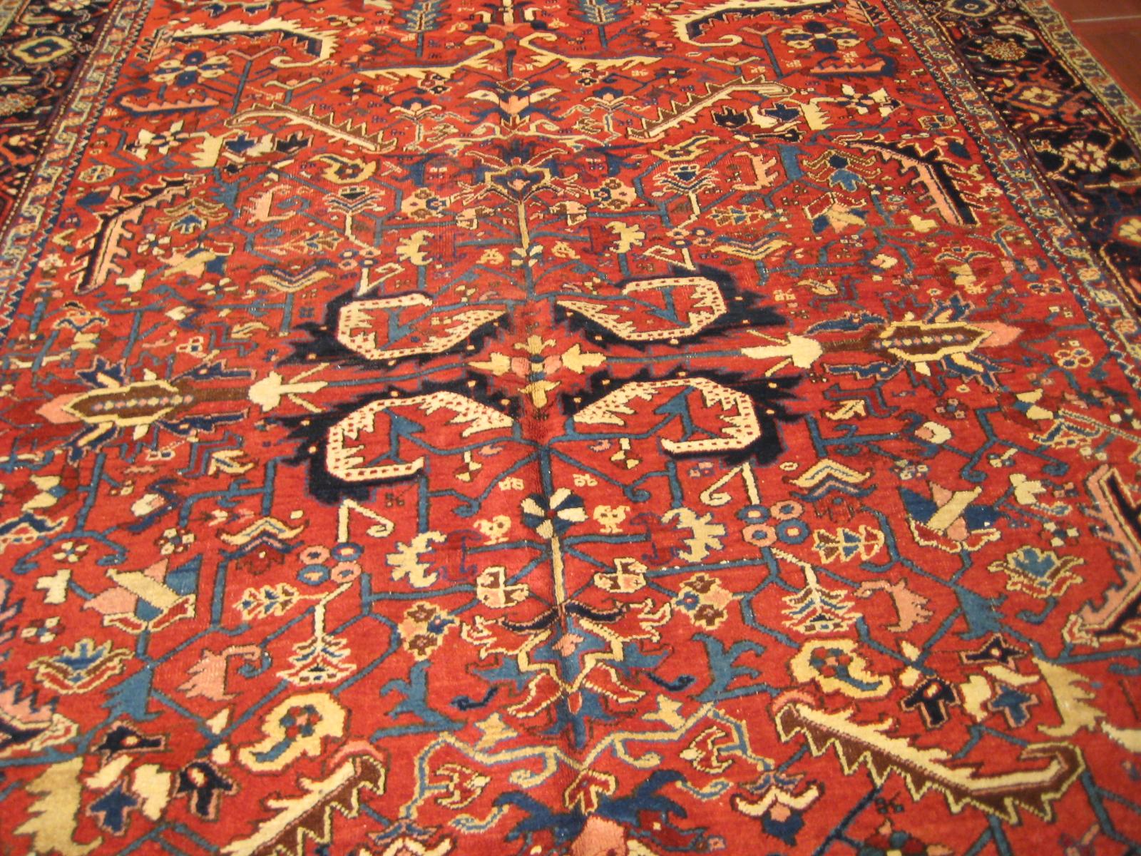 Heriz rugs are one of the most famous rugs from Iran, because of their very unique and distinguishable style. Heriz is a city located in northwestern Iran, near the city of Tabriz, which is a major rug-weaving center in Iran. Most often, Heriz rugs