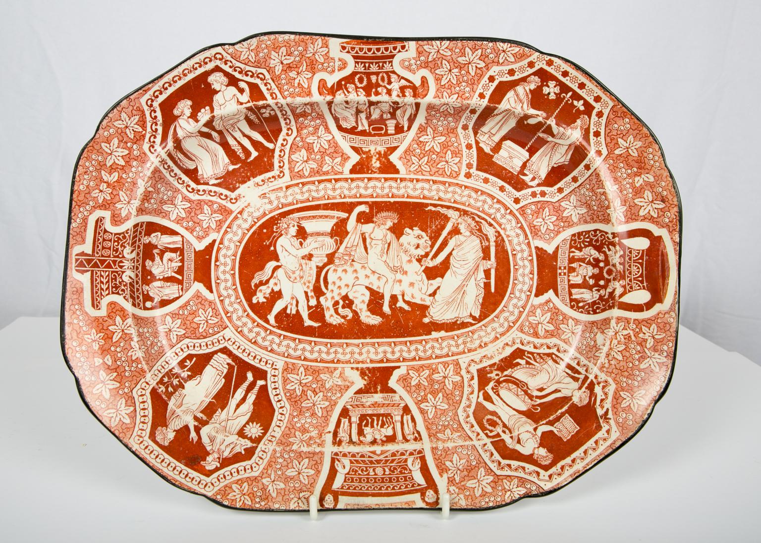 Antike Suppenterrine aus roter griechischer Ware:: verziert mit klassischen Figuren:: um 1810 9