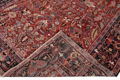 Antique Red Heriz Persian Handmade Wool Rug