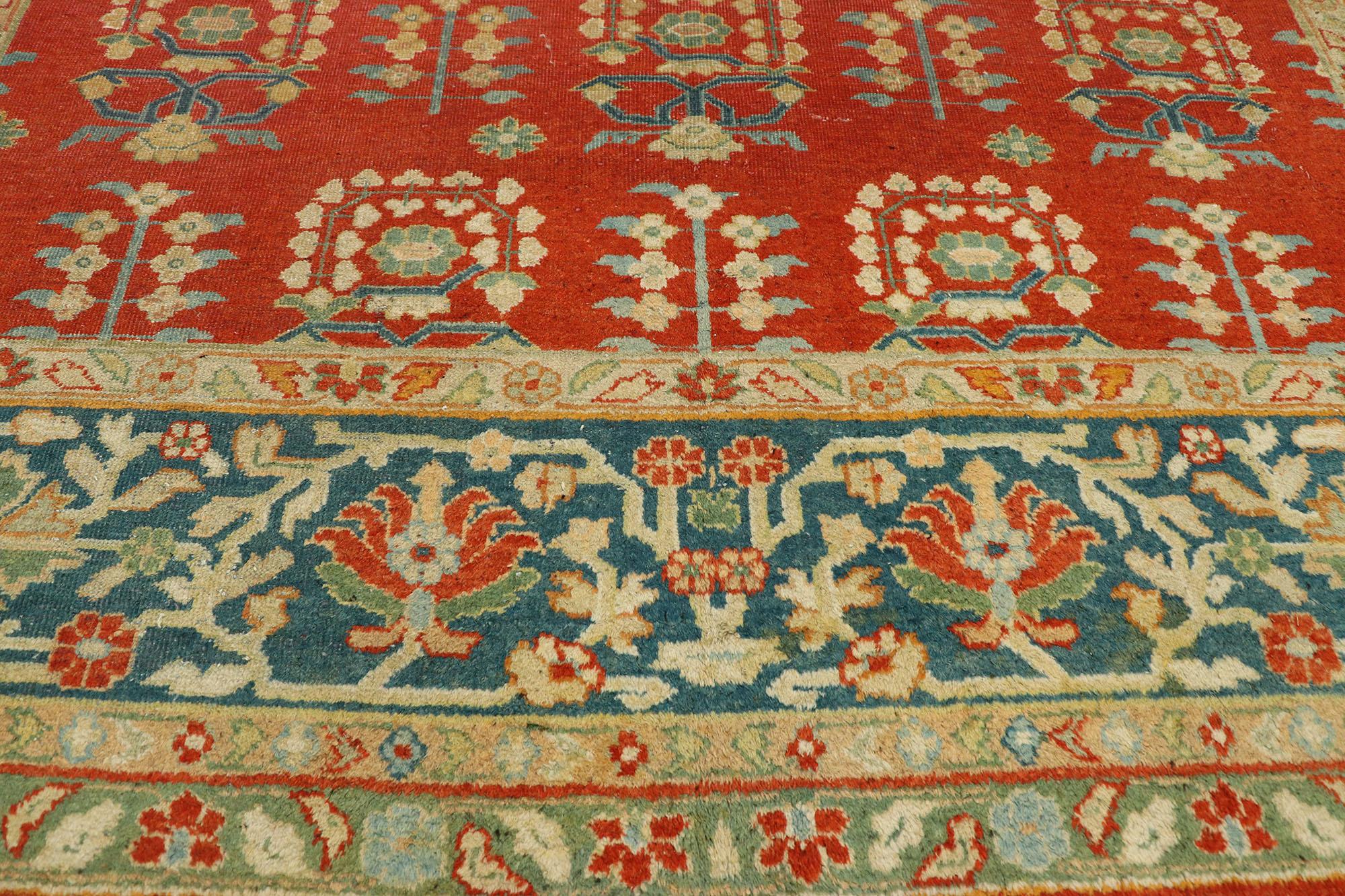 Antique Red Indian Agra Rug  In Good Condition In Dallas, TX