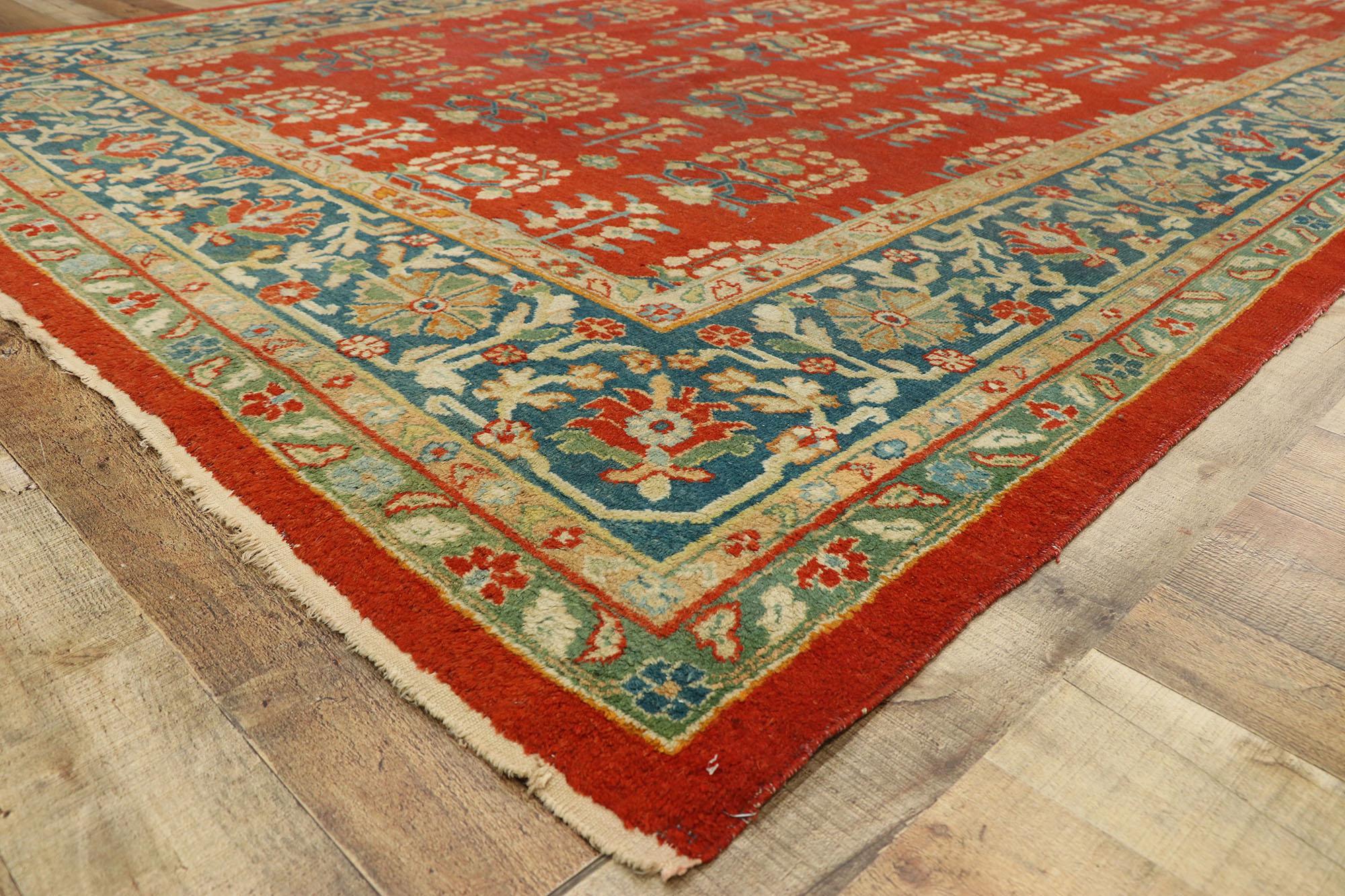 Wool Antique Red Indian Agra Rug 