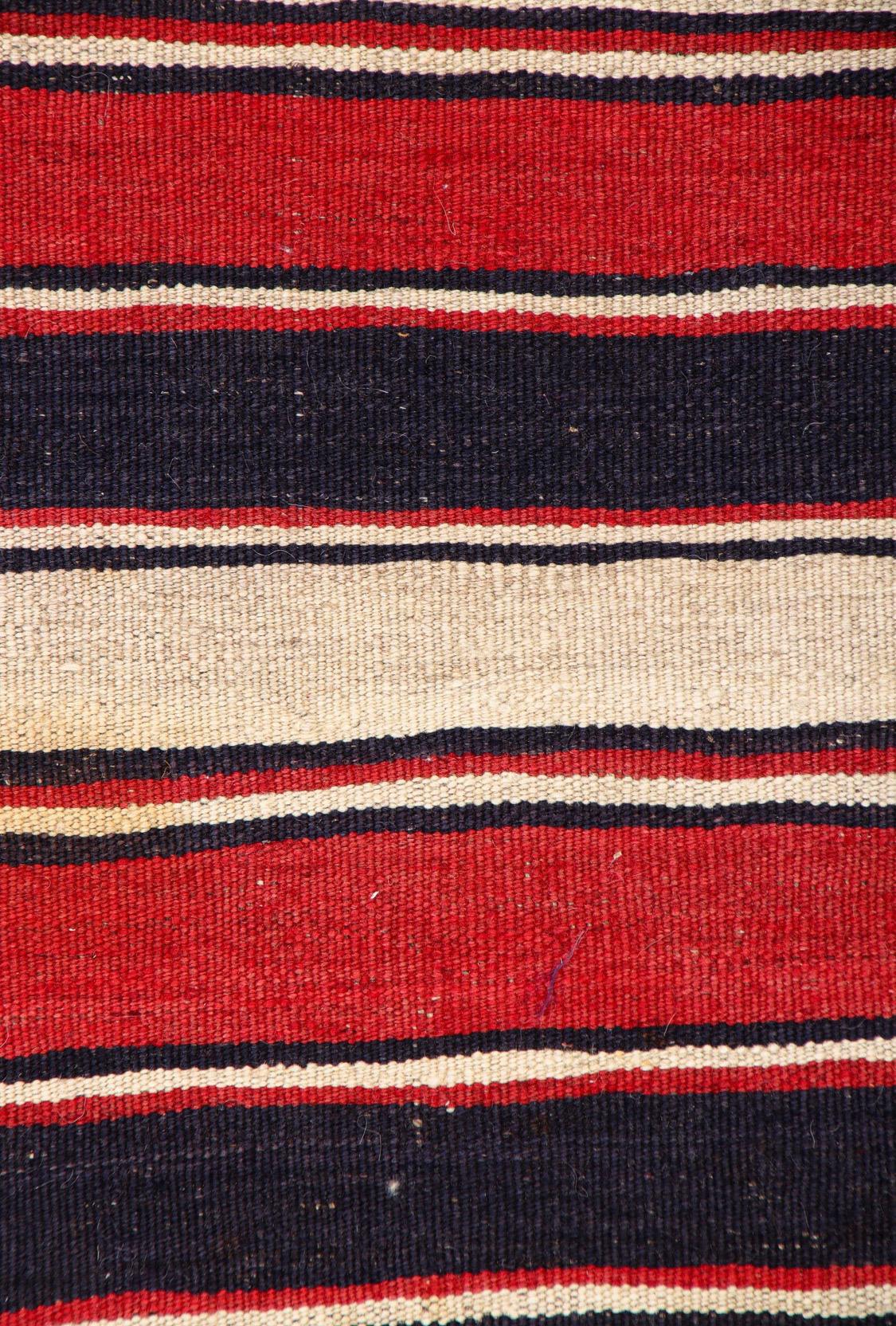 Hand-Woven Vintage Striped Flatweave Persian Mazandaran Kilim