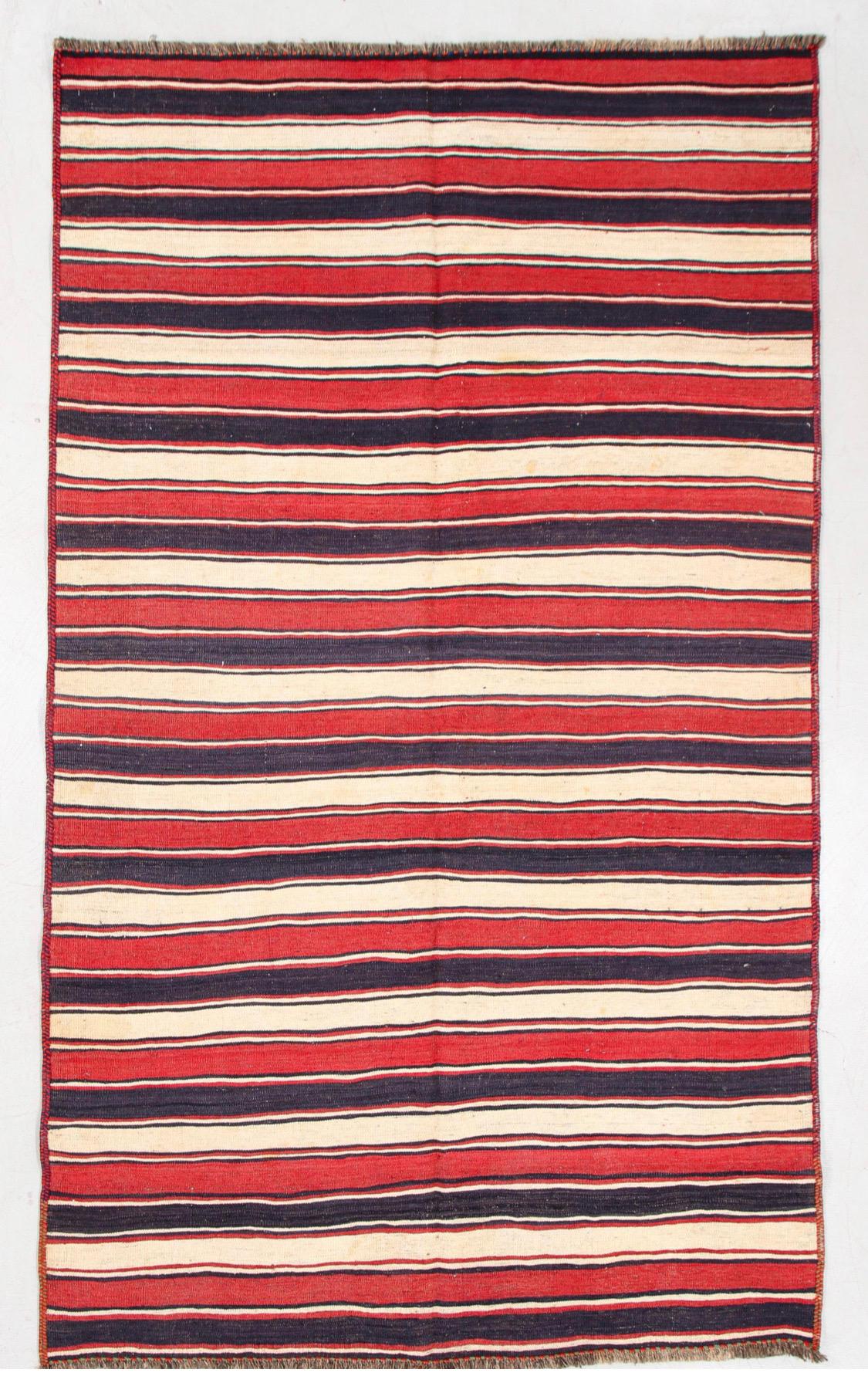 Vintage Striped Flatweave Persian Mazandaran Kilim In Good Condition In New York, NY