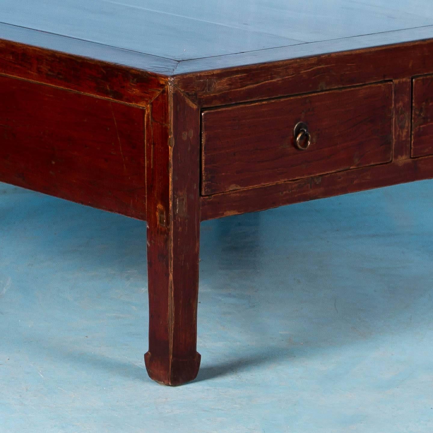Wood Antique Red Lacquered Chinese Coffee Table