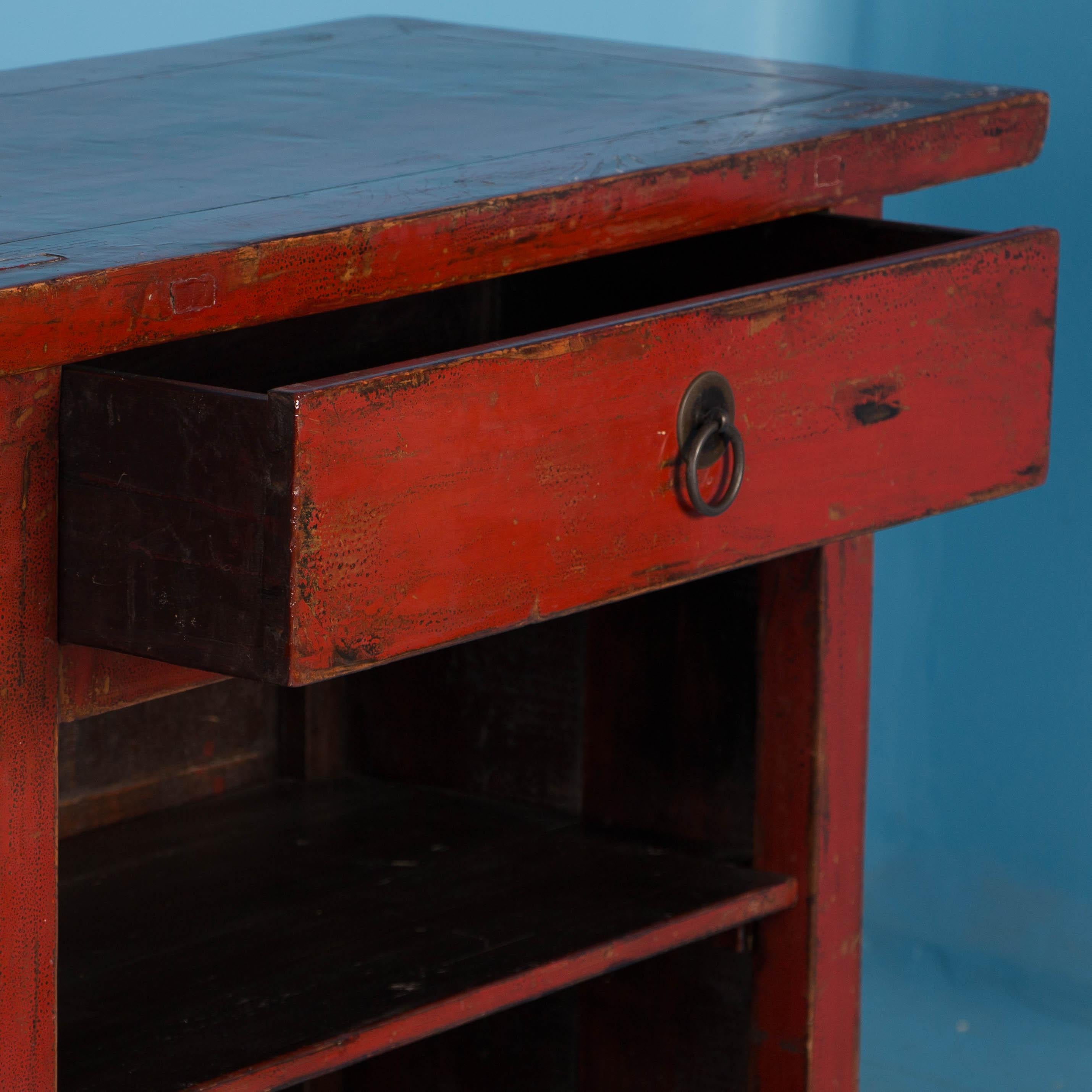 Antique Red Lacquered Chinese Kitchen Island Sideboard 2
