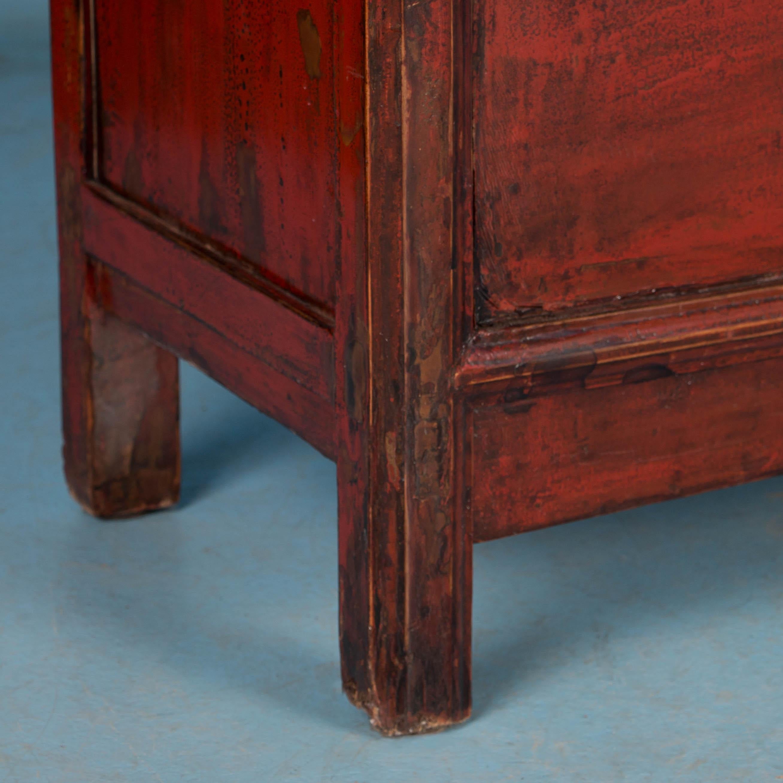 Antique Red Lacquered Chinese Kitchen Island Sideboard 4