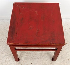 Antique Red Lacquered Chinese Side Table