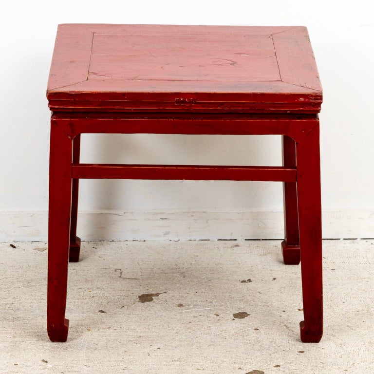 Antique Red Lacquered Chinese Side Table For Sale at 1stDibs