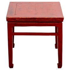Antique Red Lacquered Chinese Side Table