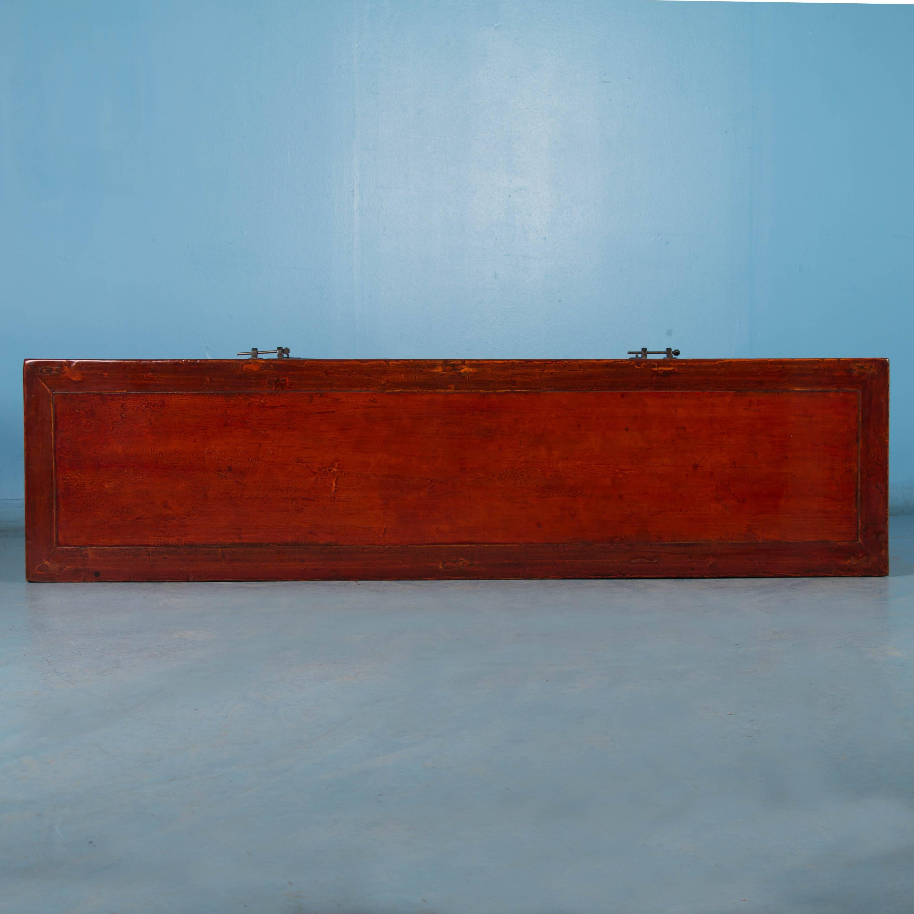 Antique Red Lacquered Chinese Sideboard Cabinet 5