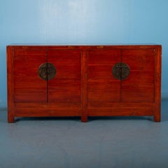 Antique Red Lacquered Chinese Sideboard Cabinet