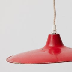 Antique Red Lacquered Metal Ceiling Lamp, Early 20th Century, France