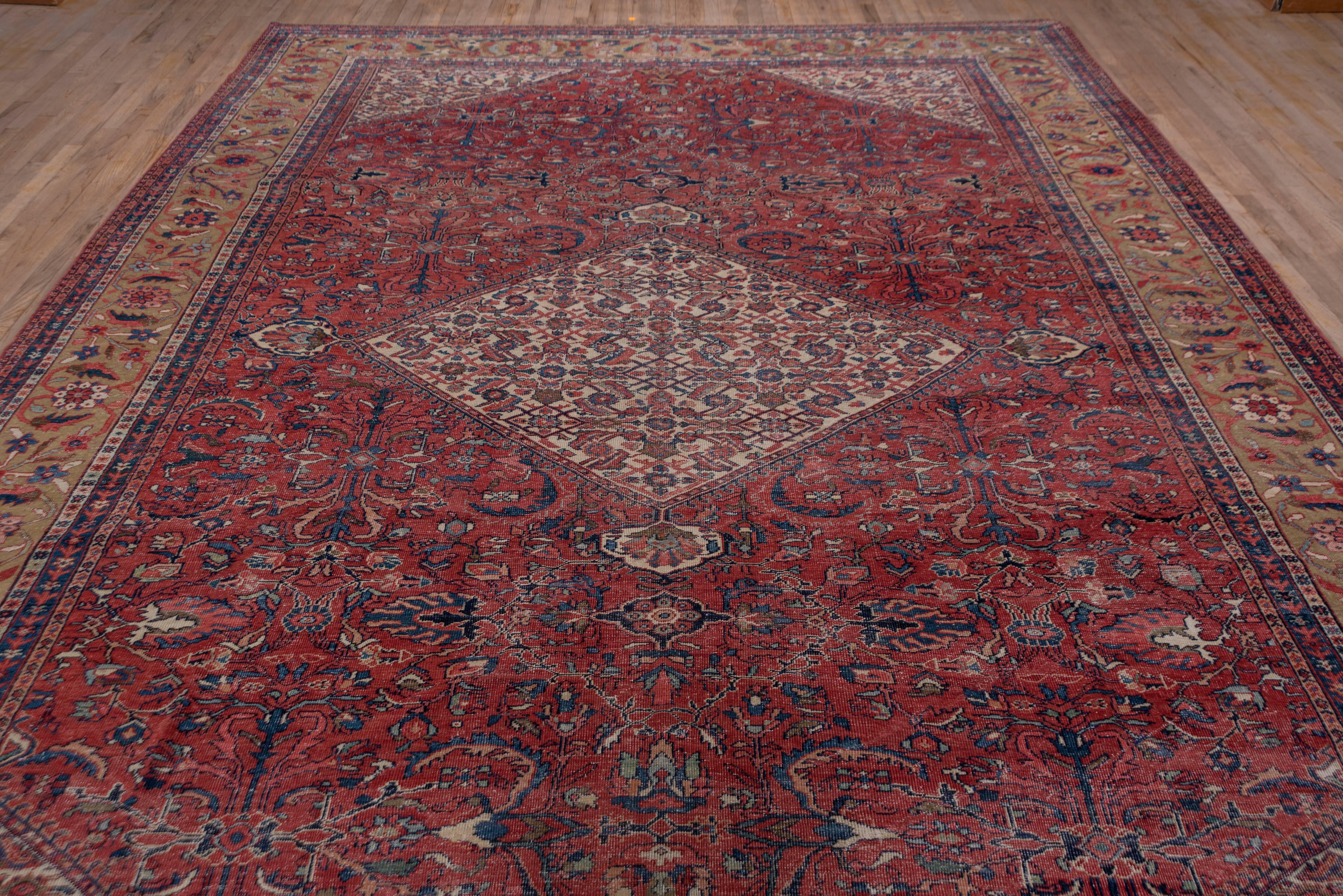 Persian Antique Red Mahal Rug For Sale