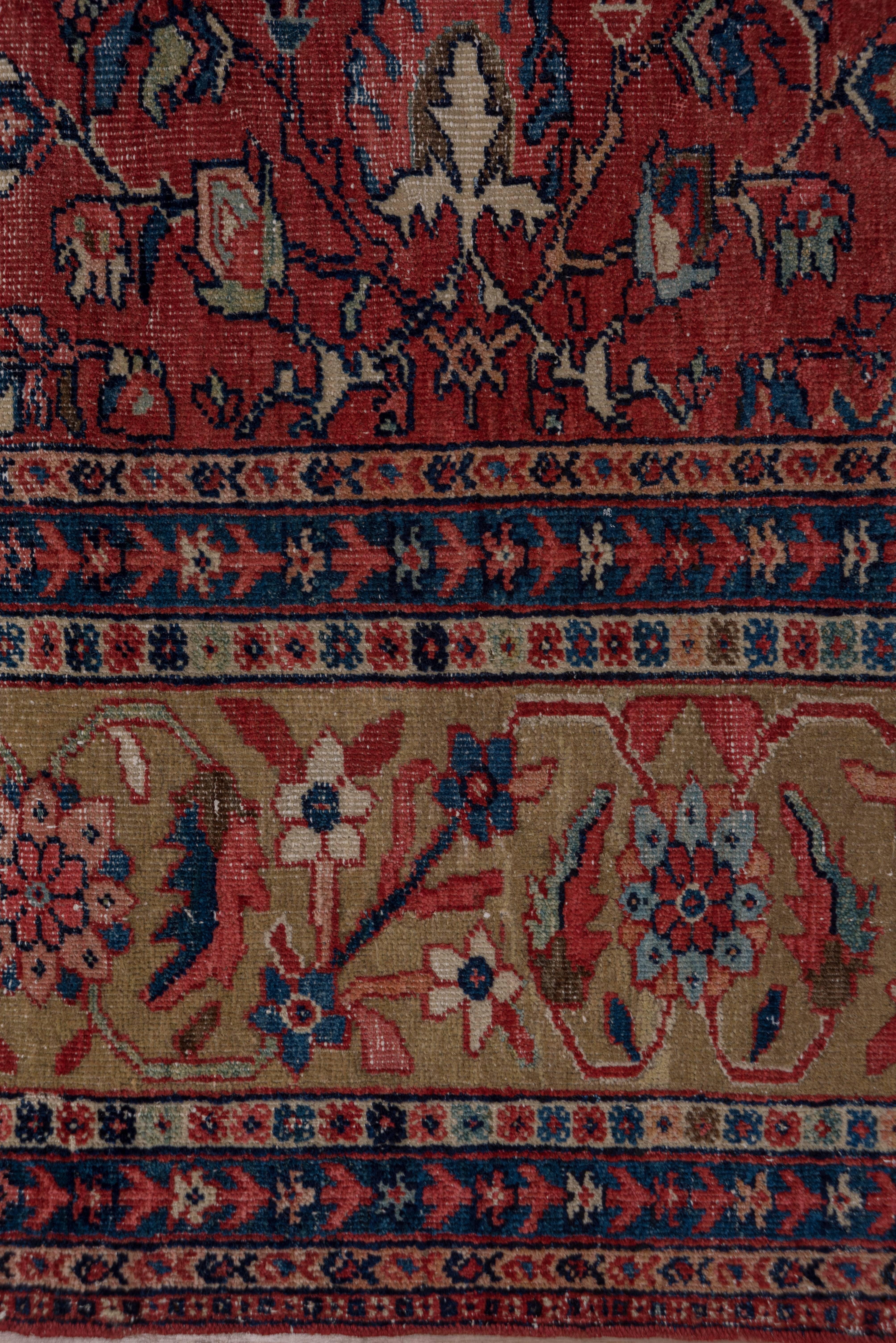 Hand-Knotted Antique Red Mahal Rug For Sale