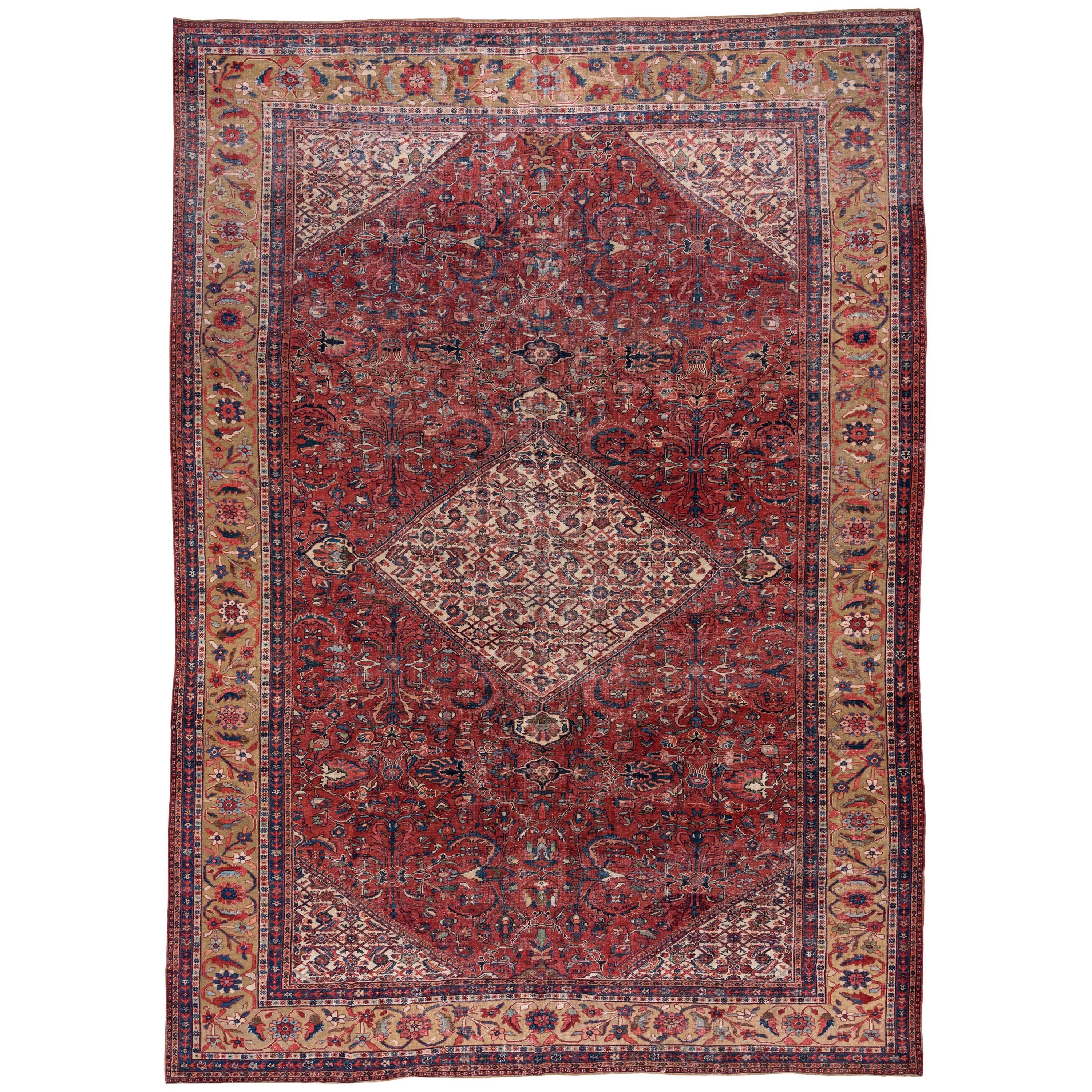 Antique Red Mahal Rug For Sale