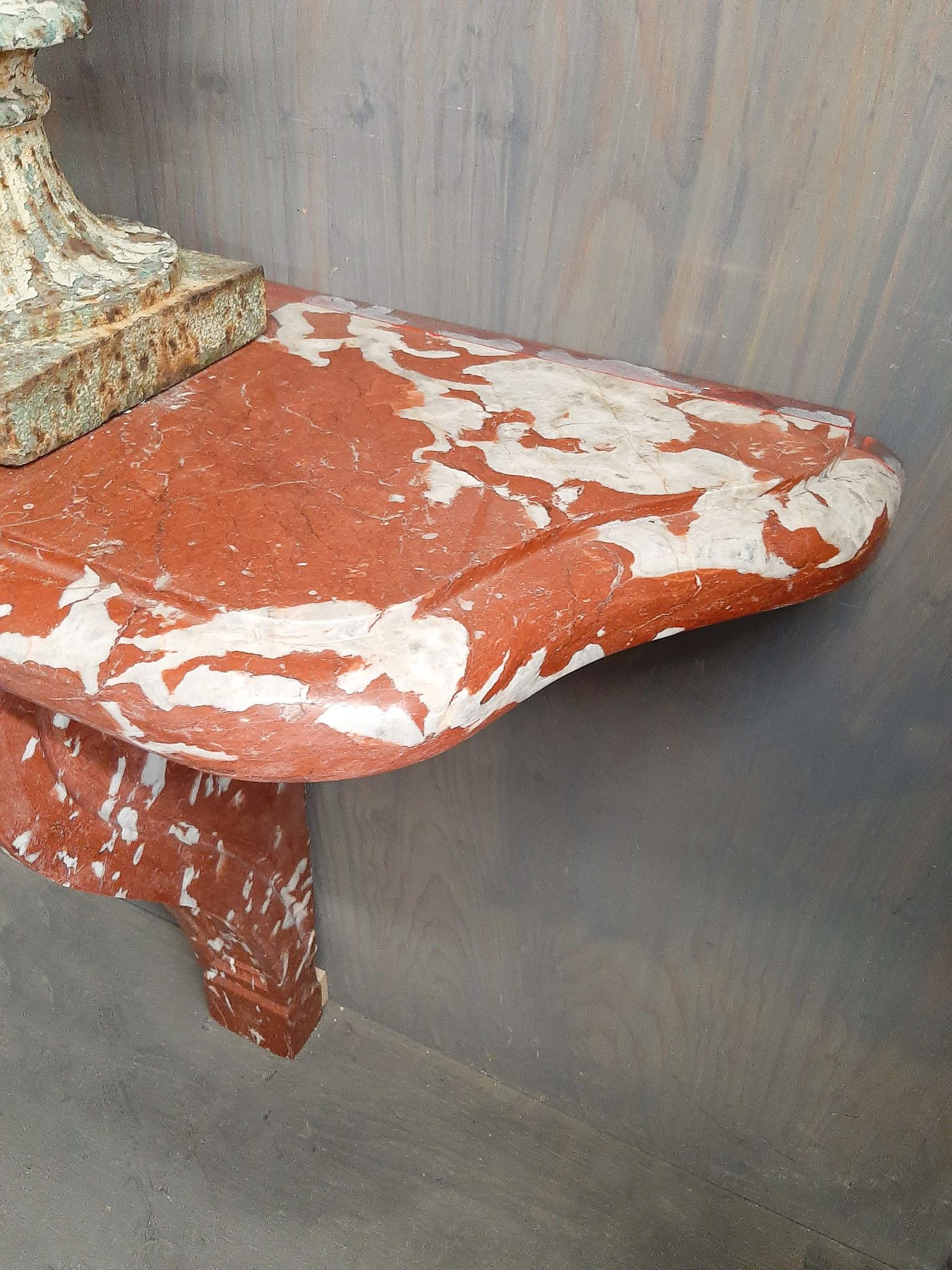 Antique Red Marble Console Table In Good Condition In Baambrugge, NL