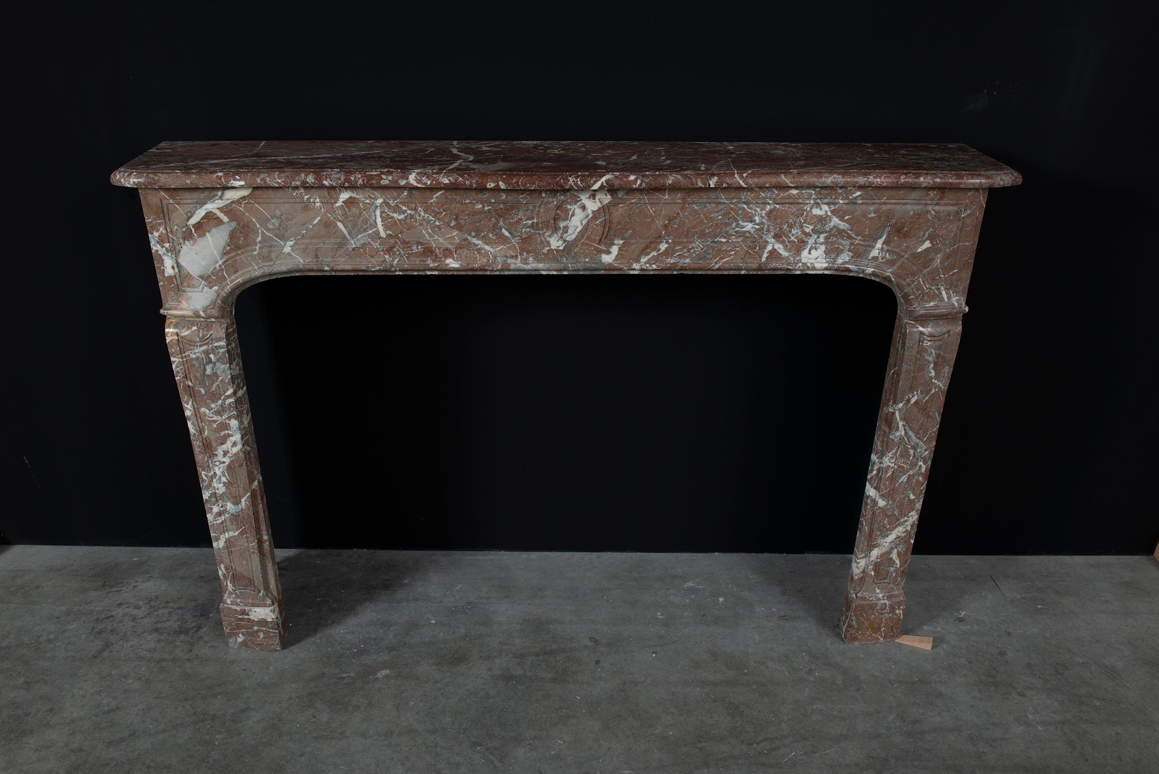 Belgian Antique Red Marble Fireplace For Sale