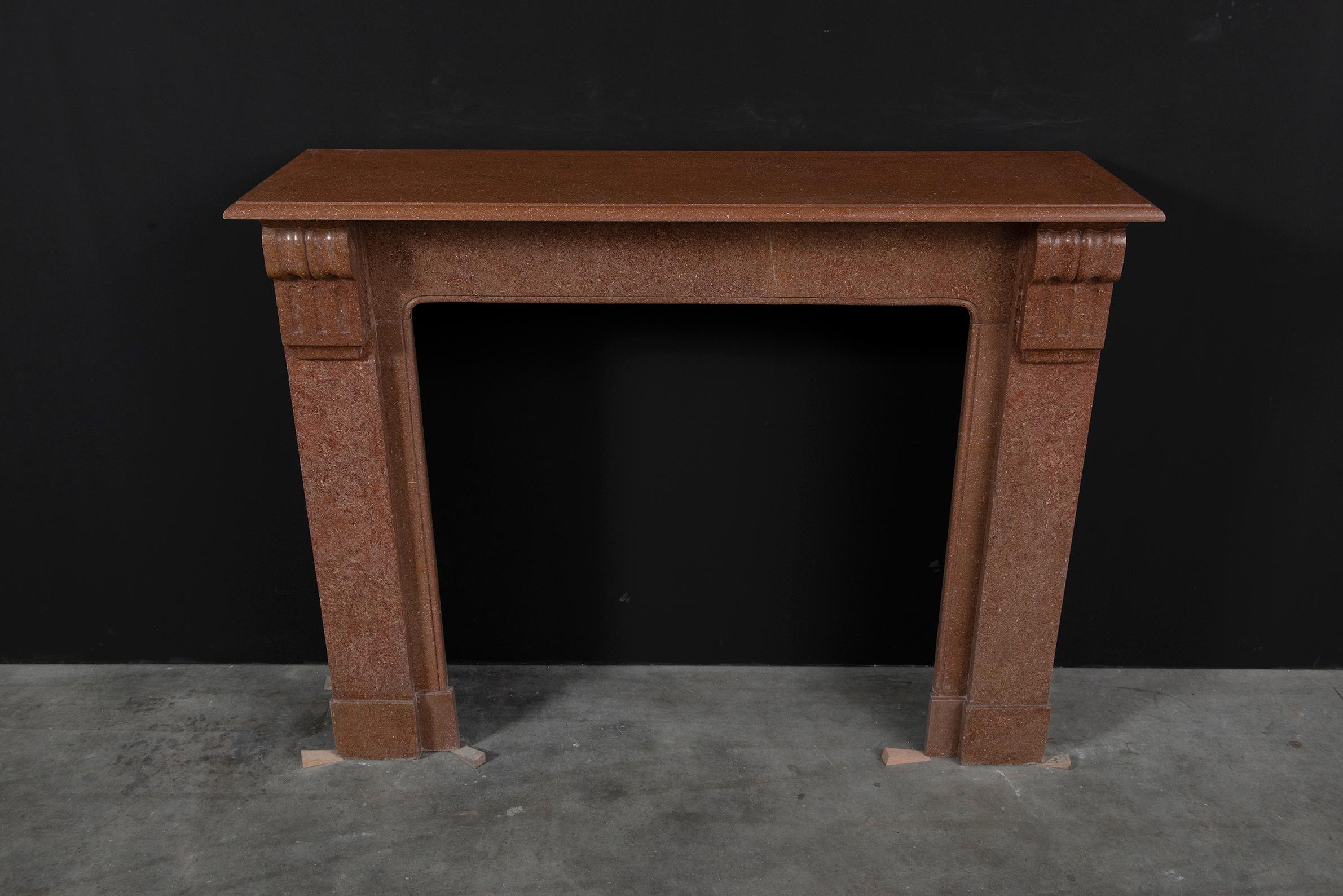 French Antique Red Marble Fireplace Mantel For Sale